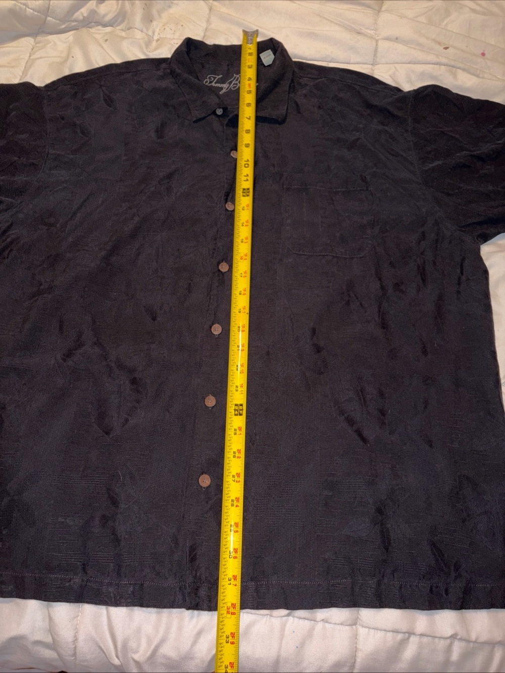 Tommy Bahama Hawaiian Shirt Mens XXL Black Silk Hula Girl Calypso Textured Flora